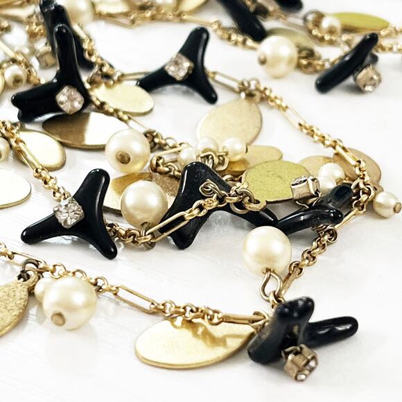 J. Crew Black Gold and Pearl Long Necklace - Picture 3 of 7